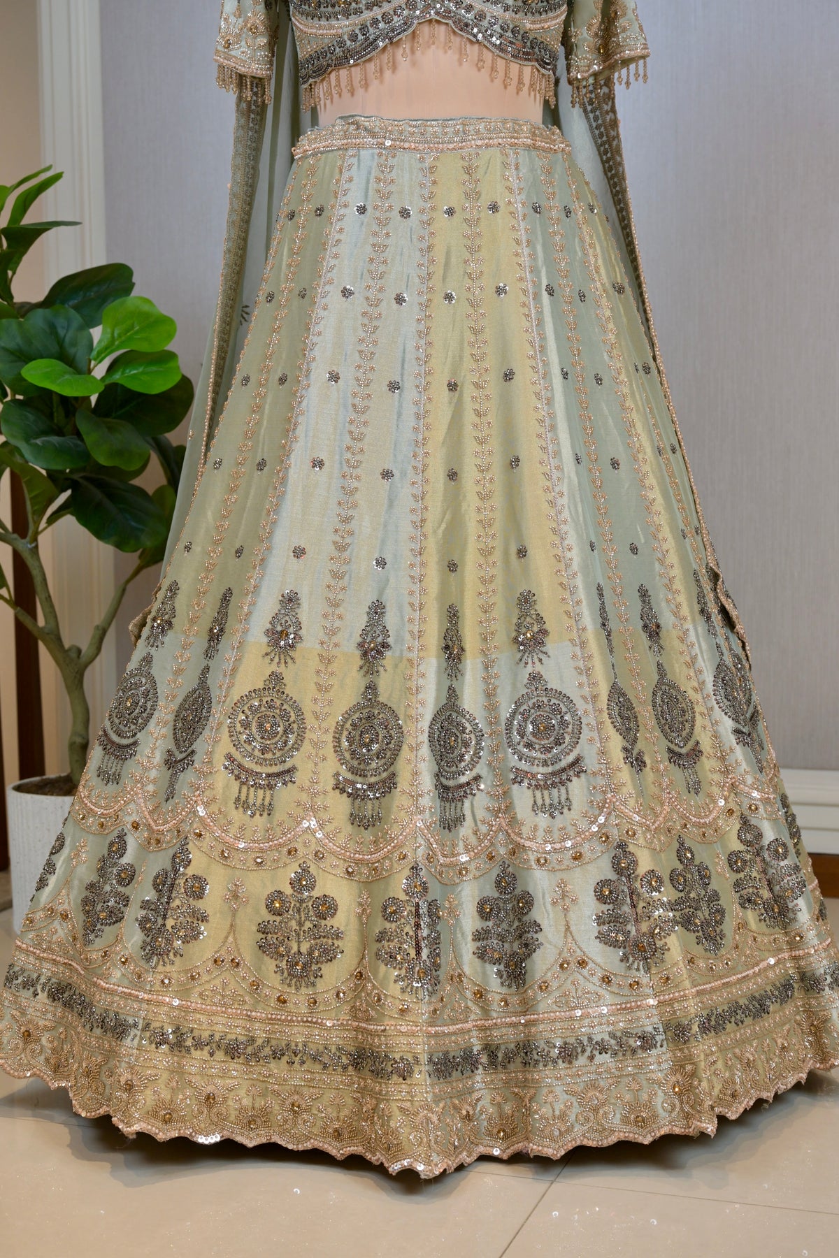 Shimmer Tissue Hand-Embroidered Lehenga Set
