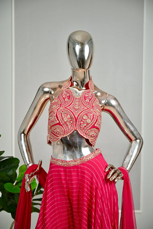 Elegant Onion Pink Indo-Western Designer Set