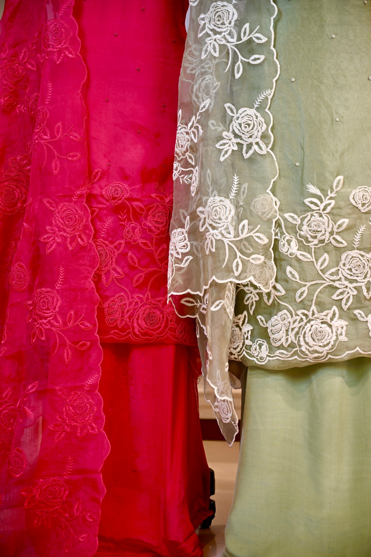 Elegant Organza Dori Work Unstitched Suit Set