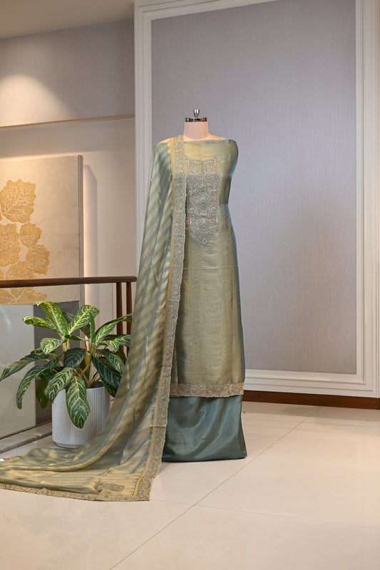 Self Tissue Shimmer Embroidered Suit Set