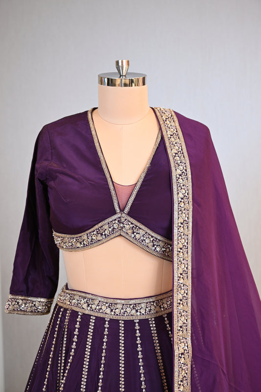 Elegant Sequins & Tilla Work Crepe Lehenga Set