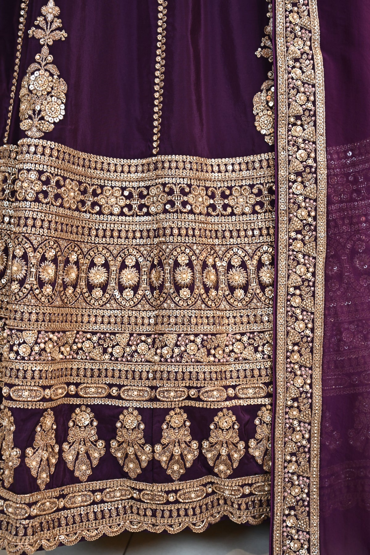 Elegant Sequins & Tilla Work Crepe Lehenga Set