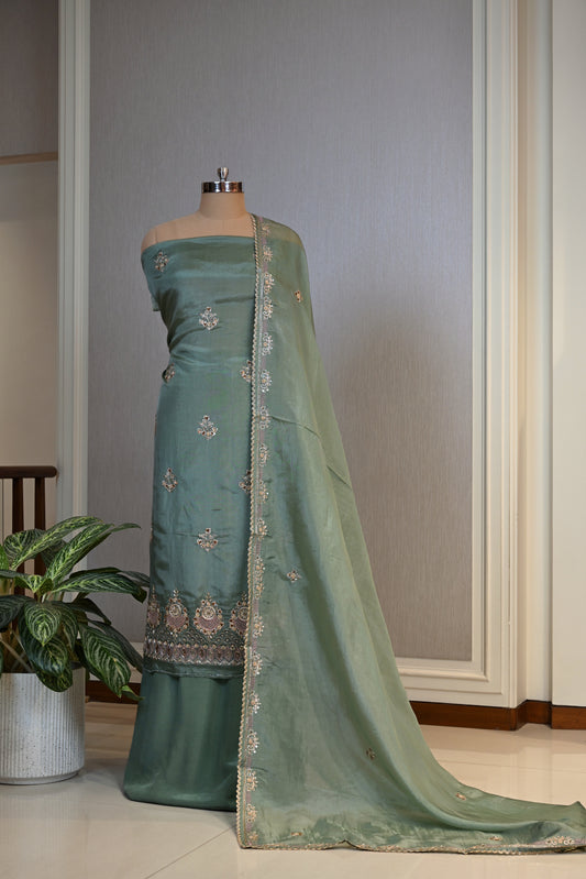 Hand-Embroidered Organza Unstitched Suit