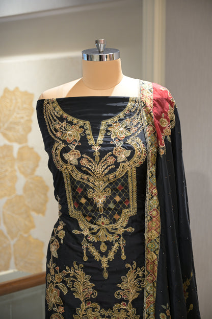 Pakistani Printed Tabby Silk Suit Set with Matching Tabby Silk  Dupatta