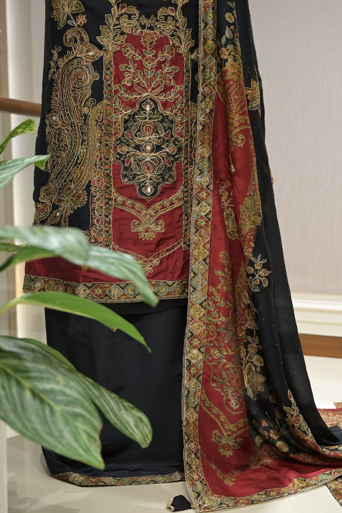 Pakistani Printed Tabby Silk Suit Set with Matching Tabby Silk  Dupatta