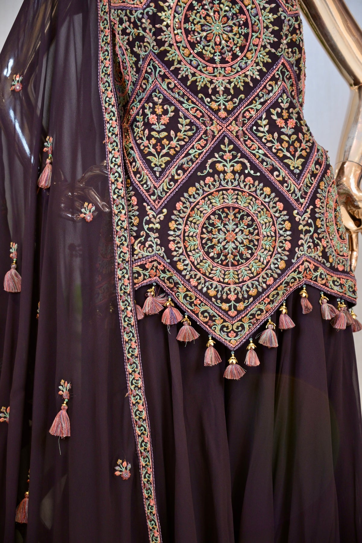 Deep Coffee Brown Georgette Sharara Set