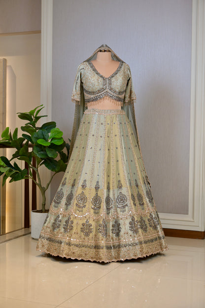 Shimmer Tissue Hand-Embroidered Lehenga Set