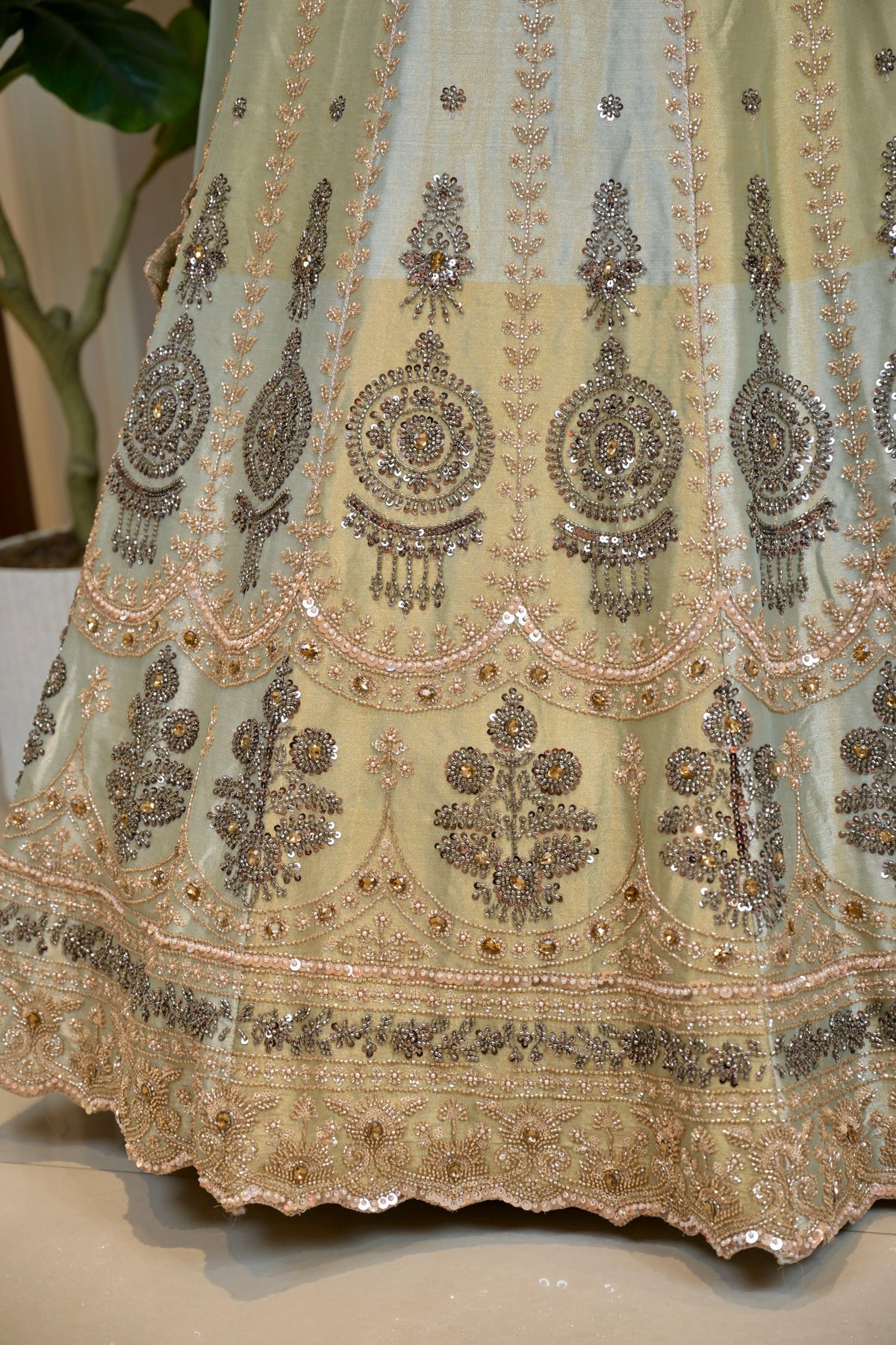 Shimmer Tissue Hand-Embroidered Lehenga Set