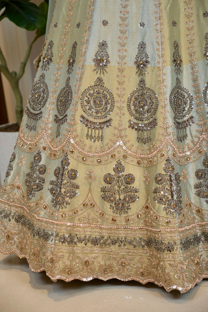 Shimmer Tissue Hand-Embroidered Lehenga Set