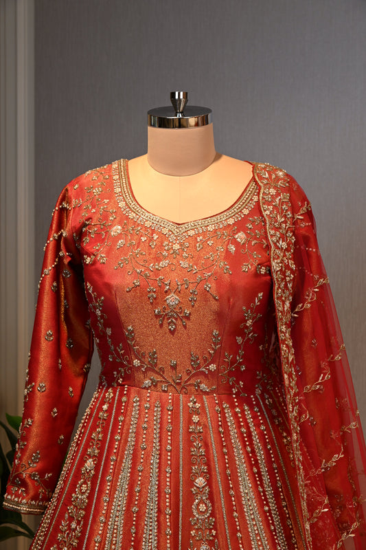 Bridal Embroidered Layered Lehenga Set with Dupatta