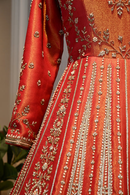Bridal Embroidered Layered Lehenga Set with Dupatta