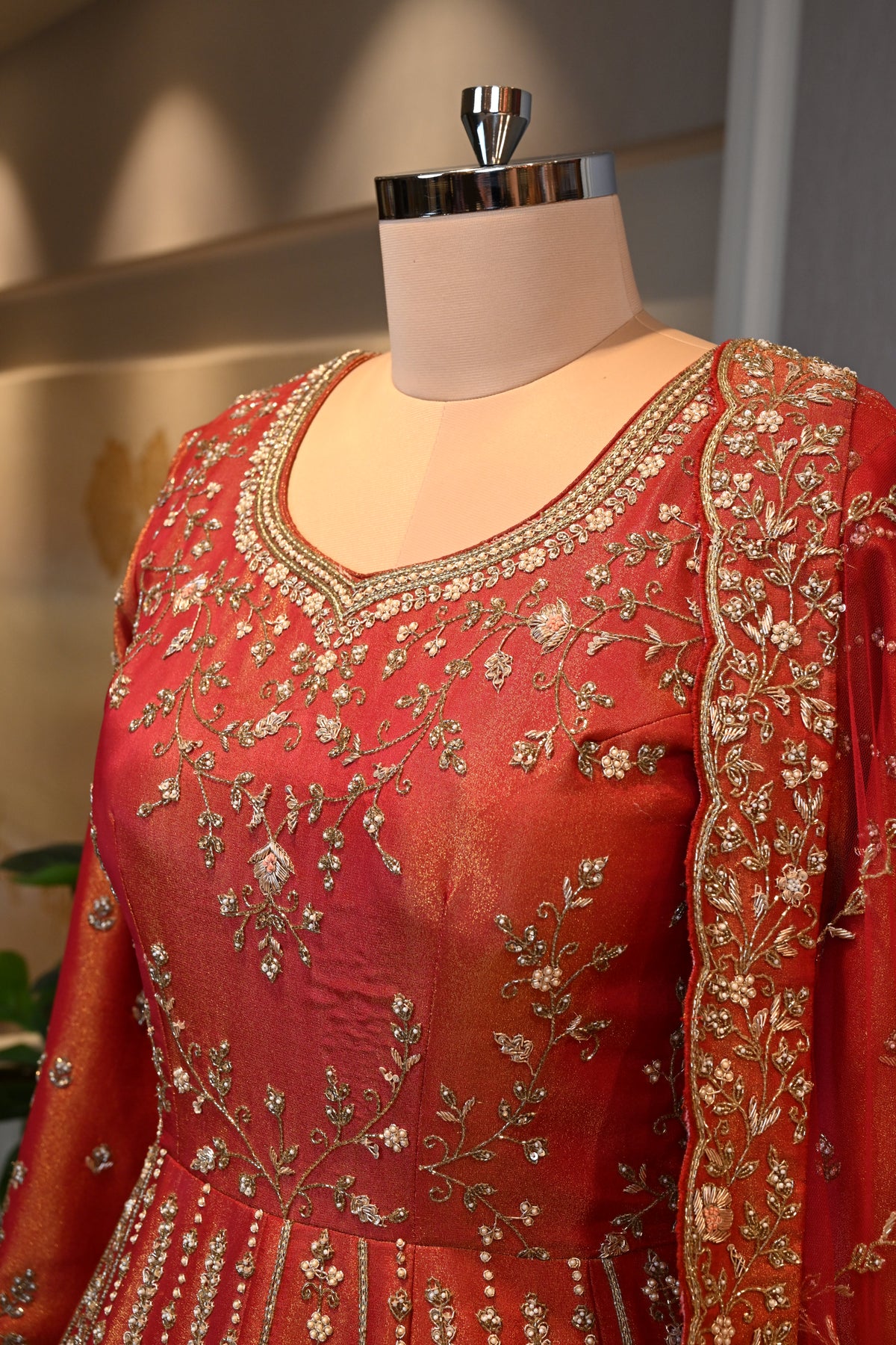 Bridal Embroidered Layered Lehenga Set with Dupatta