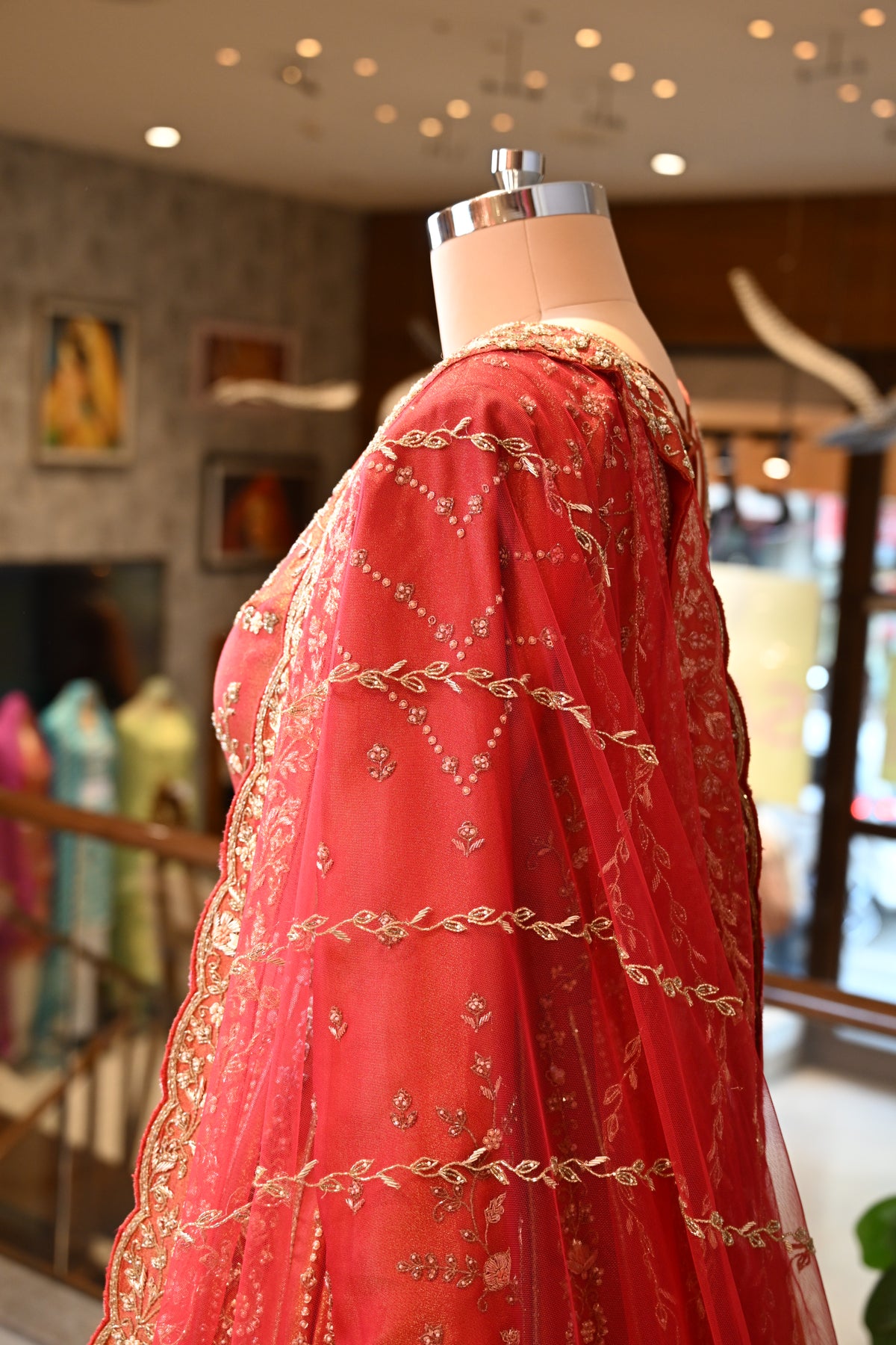 Bridal Embroidered Layered Lehenga Set with Dupatta