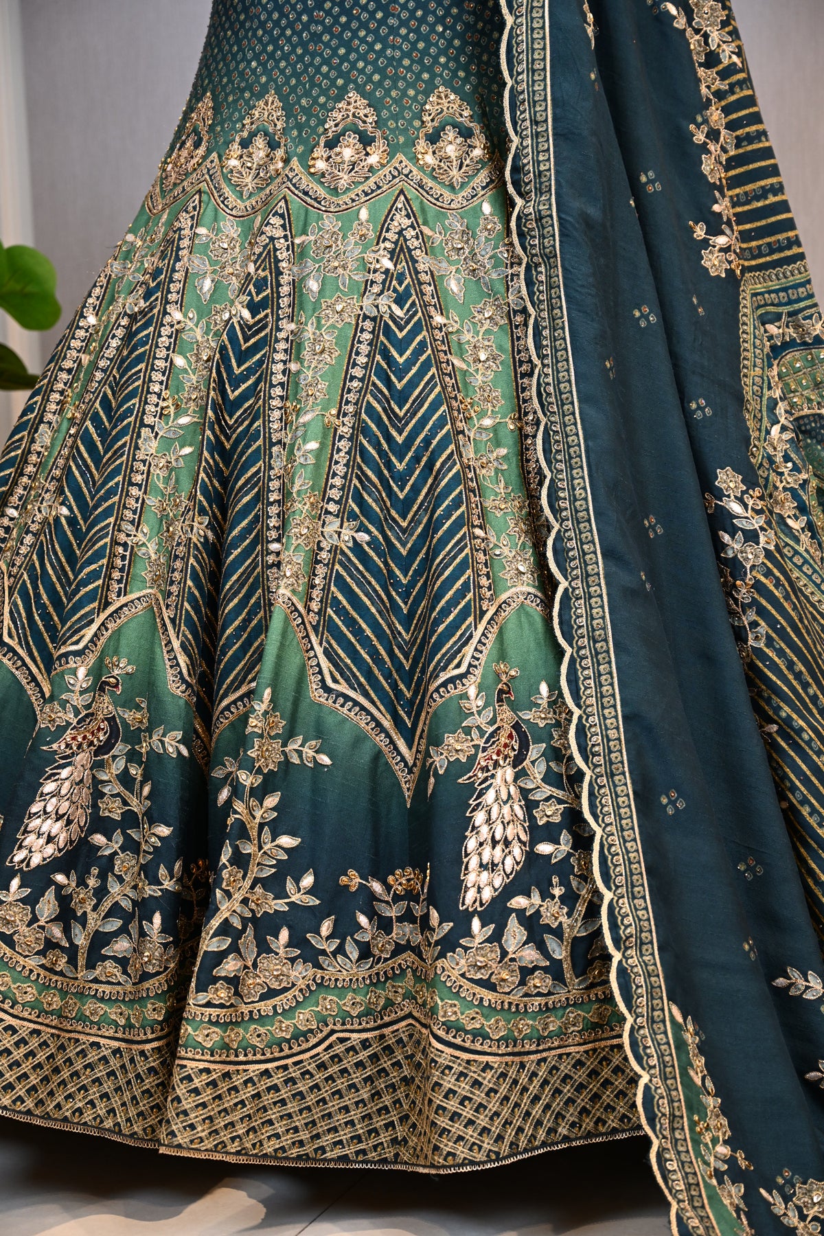 Emerald Green Embroidered Bridal Lehenga with Dupatta