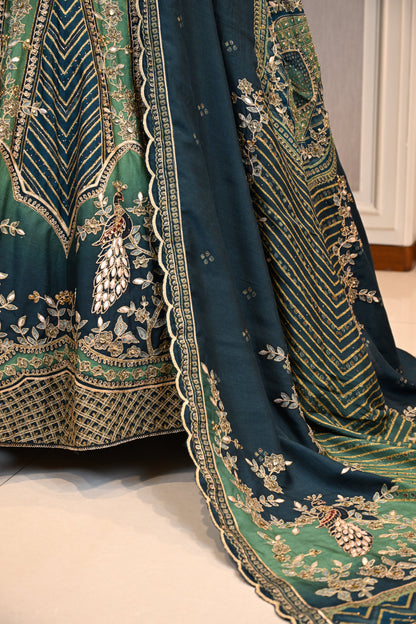 Emerald Green Embroidered Bridal Lehenga with Dupatta