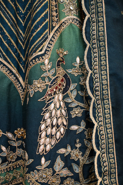 Emerald Green Embroidered Bridal Lehenga with Dupatta