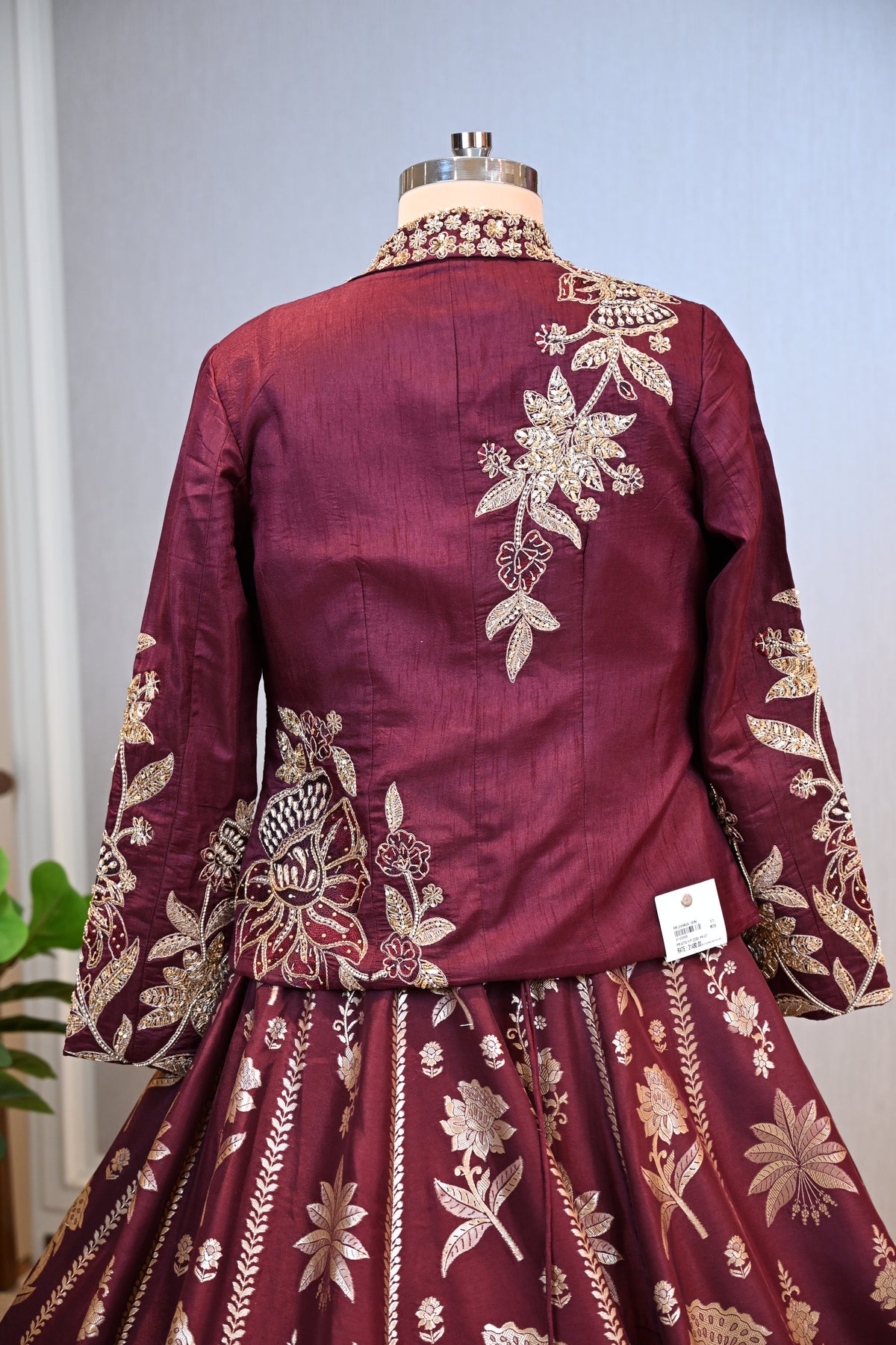 Royal Maroon Lehenga Ensemble with Intricate Floral Embroidery