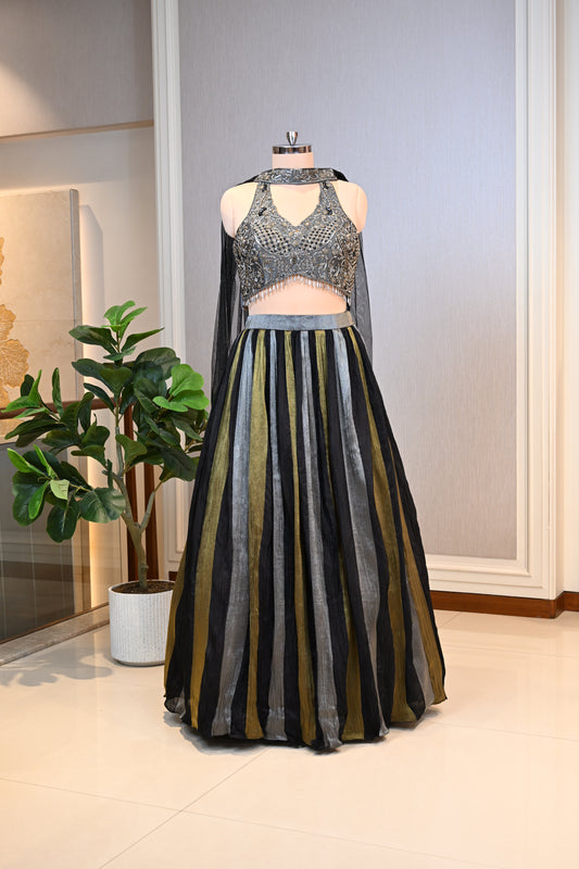 Embellished Tissue Lehenga Set Crafted with Chiffon