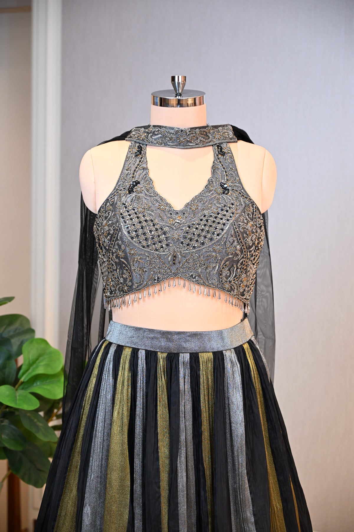 Embellished Tissue Lehenga Set Crafted with Chiffon