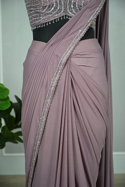 Lilac Soft Net Drape Saree with Sequin & Cut Dana Embellishments