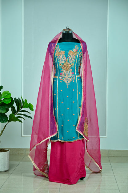 Hand-Embroidered Tabby Silk Luxury Unstitched Suit Collection