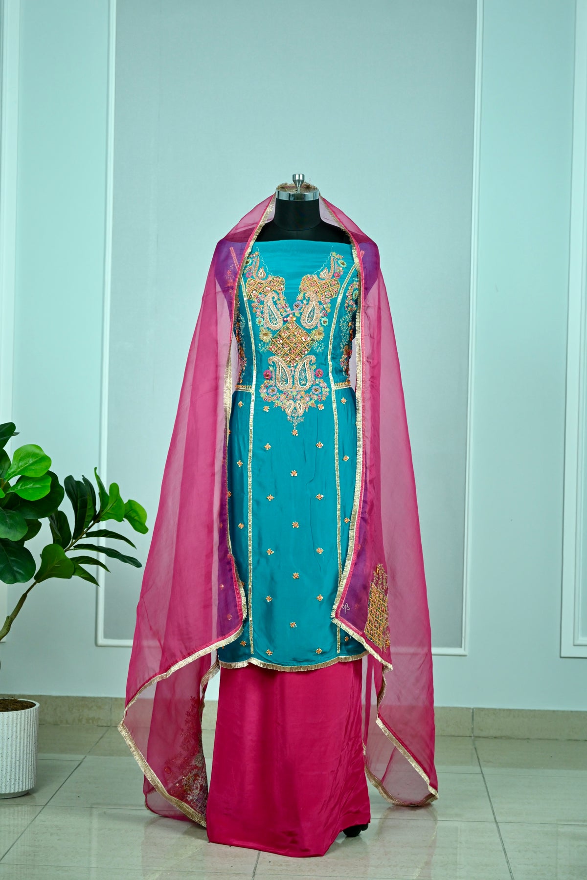 Hand-Embroidered Tabby Silk Luxury Unstitched Suit Collection