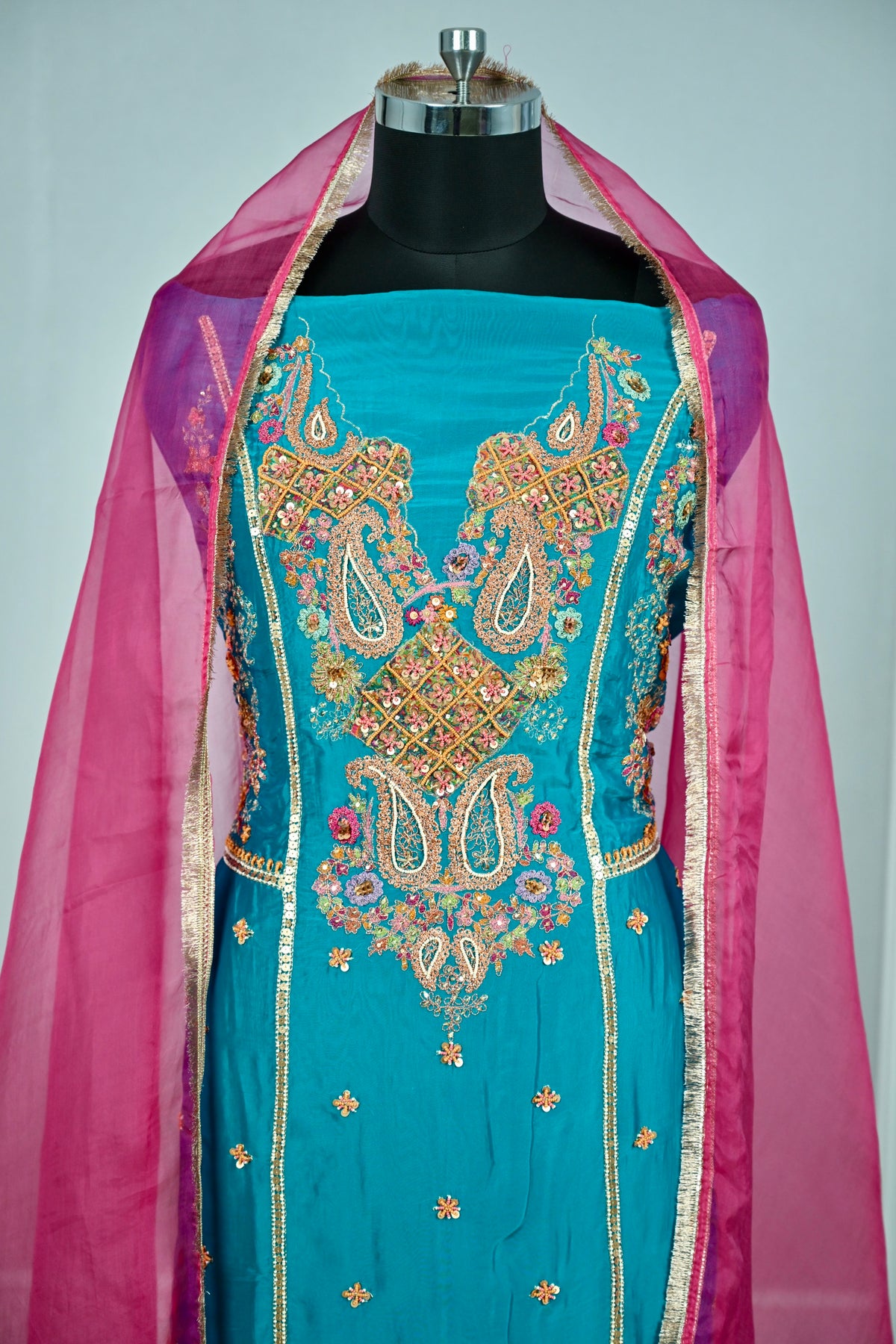 Hand-Embroidered Tabby Silk Luxury Unstitched Suit Collection