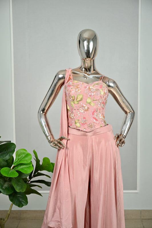 Onion Pink  Designer Outfit – Pearl & Sequin Embellished