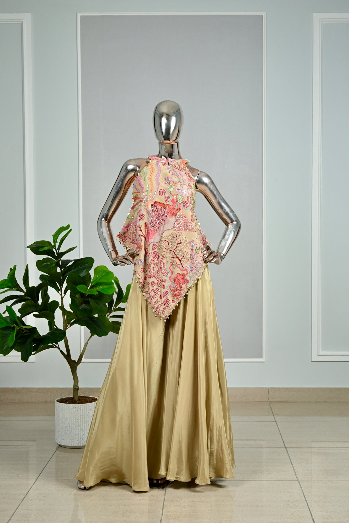Indo-Western Digital Print Sequins Highlighted Jaffa Set