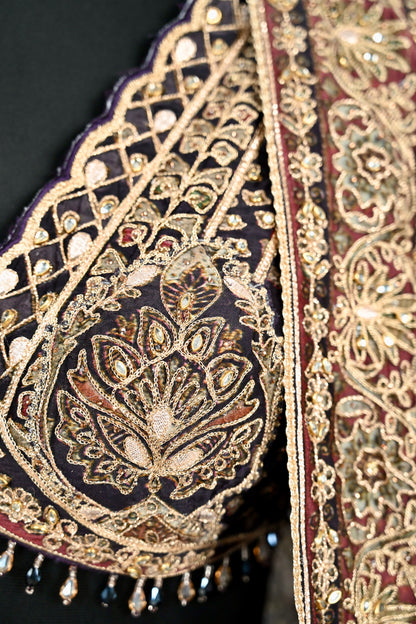 Black & Antique Gold Embroidered Lehenga Set