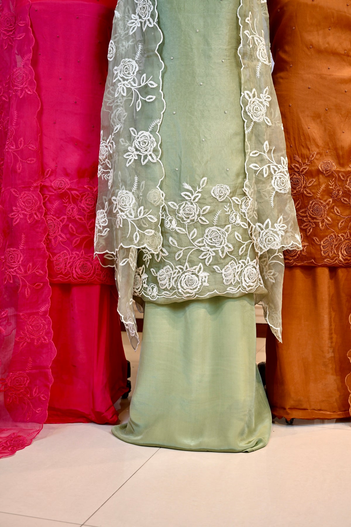 Elegant Organza Dori Work Unstitched Suit Set