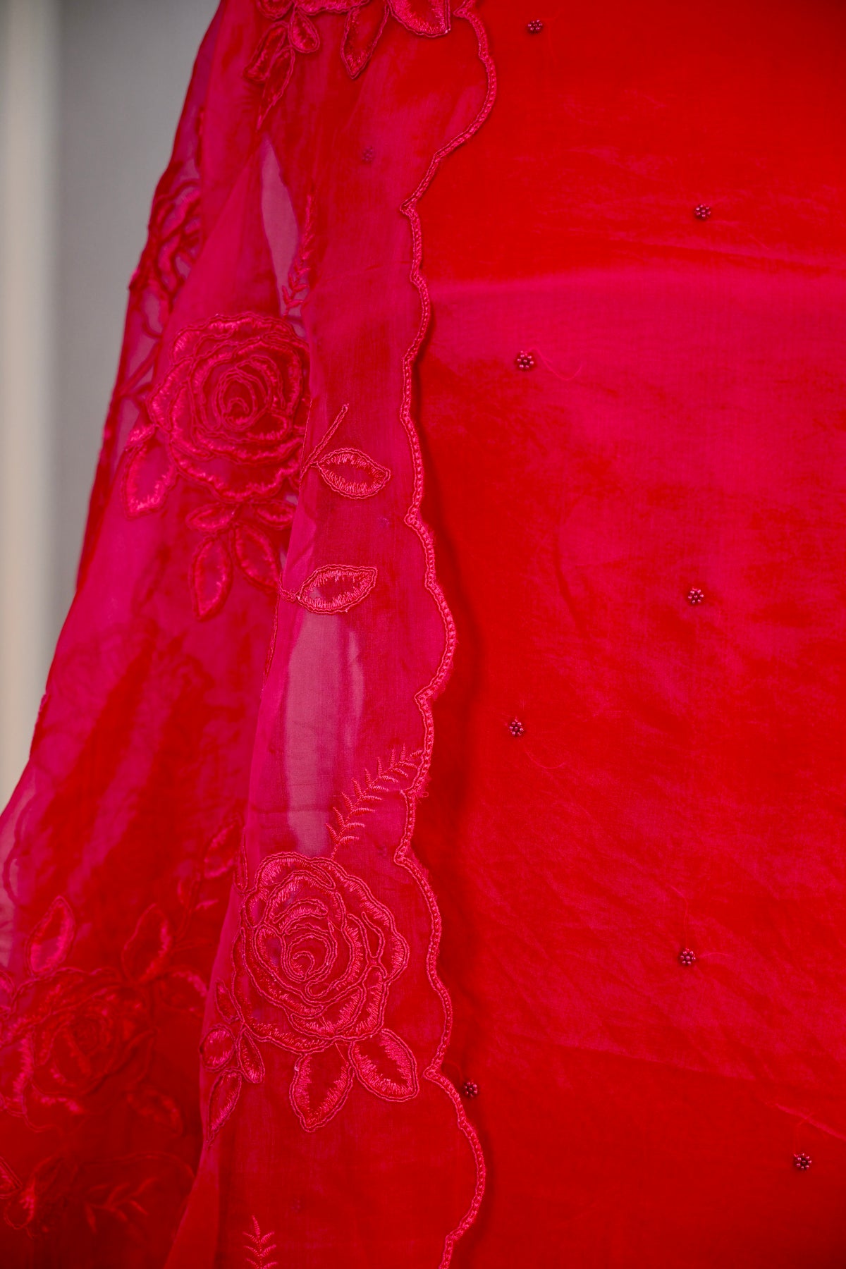 Elegant Organza Dori Work Unstitched Suit Set