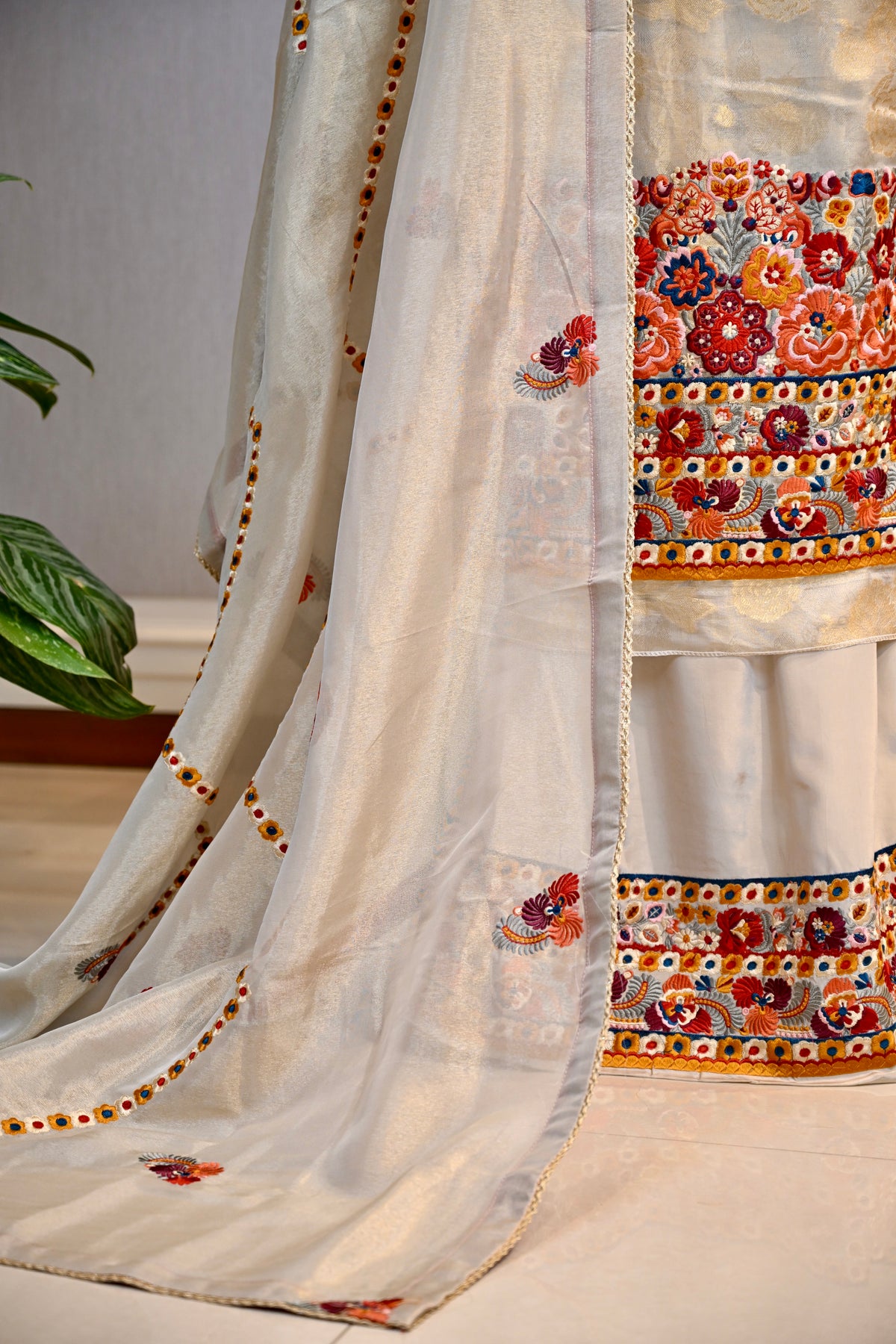 Bansari Silk Multi-Thread Work Unstitched Suit Set