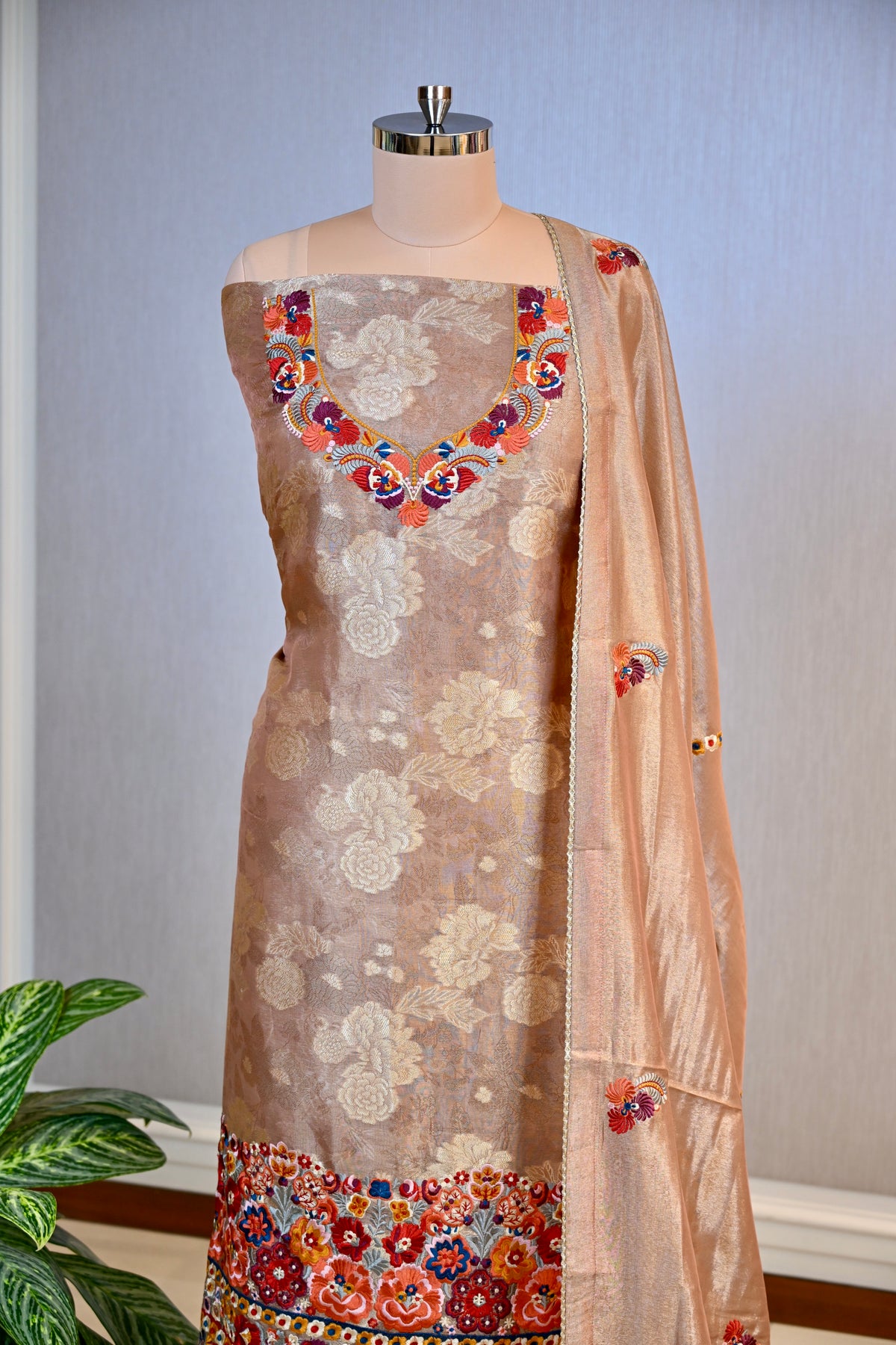 Bansari Silk Multi-Thread Work Unstitched Suit Set
