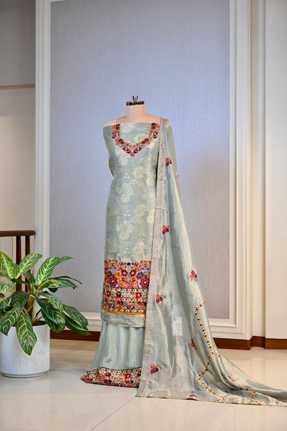 Bansari Silk Multi-Thread Work Unstitched Suit Set