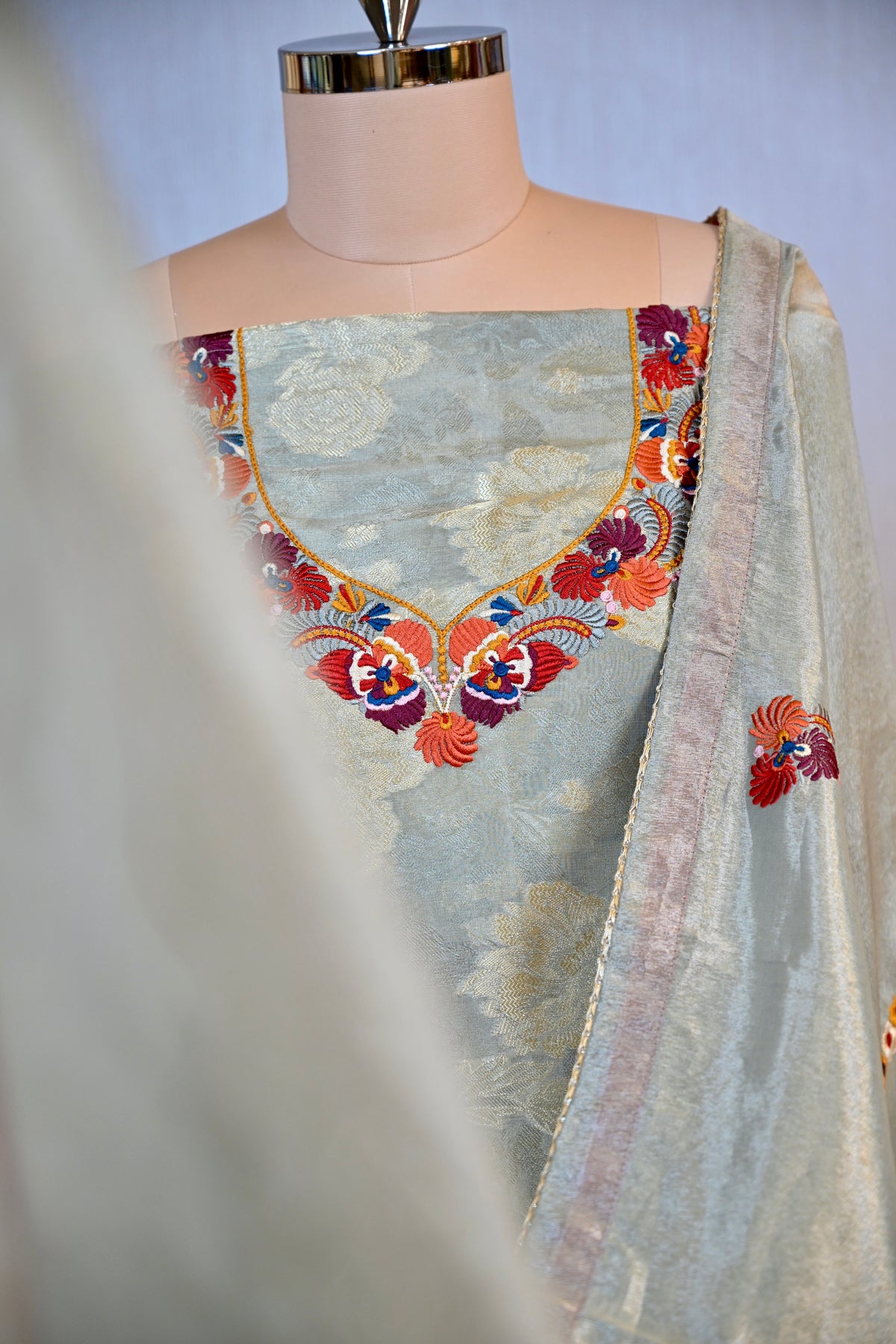 Bansari Silk Multi-Thread Work Unstitched Suit Set