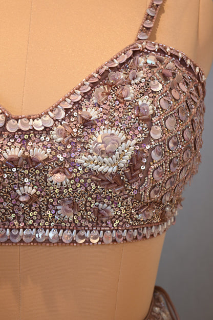 Onion Pink Cut Dana & Sequins Lehenga Set