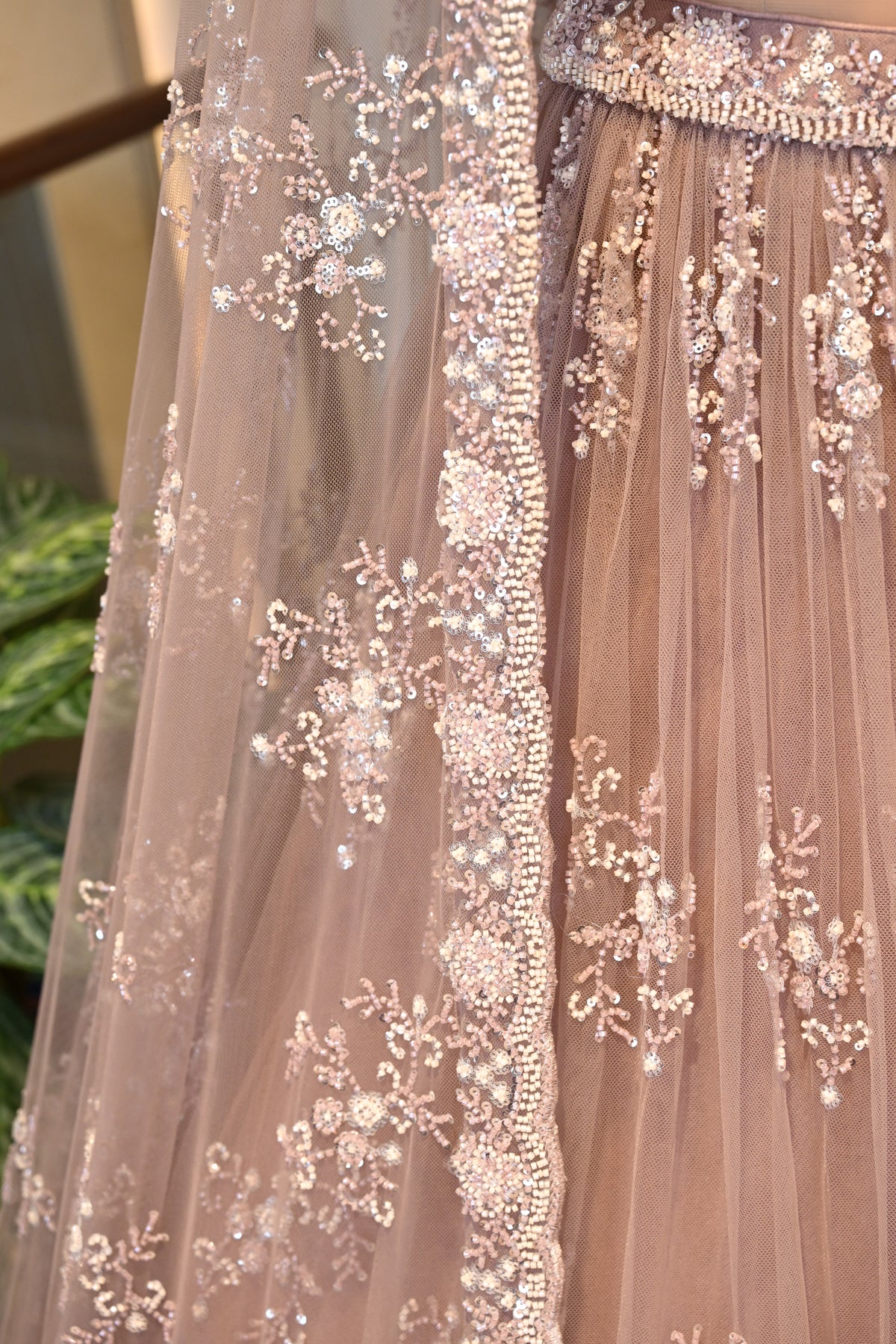 Onion Pink Cut Dana & Sequins Lehenga Set