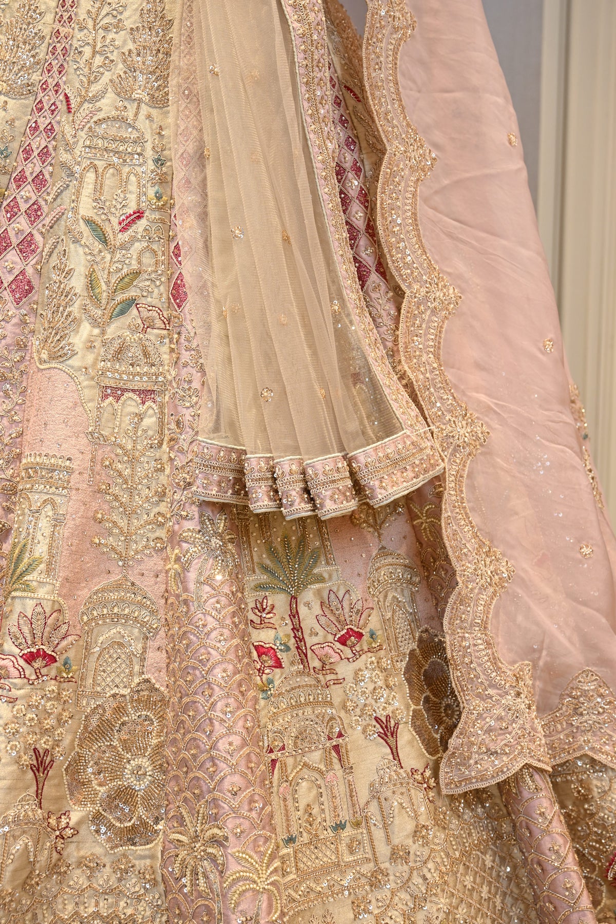 Beautifully Crafted  Powder Peach Silk Lehenga Set