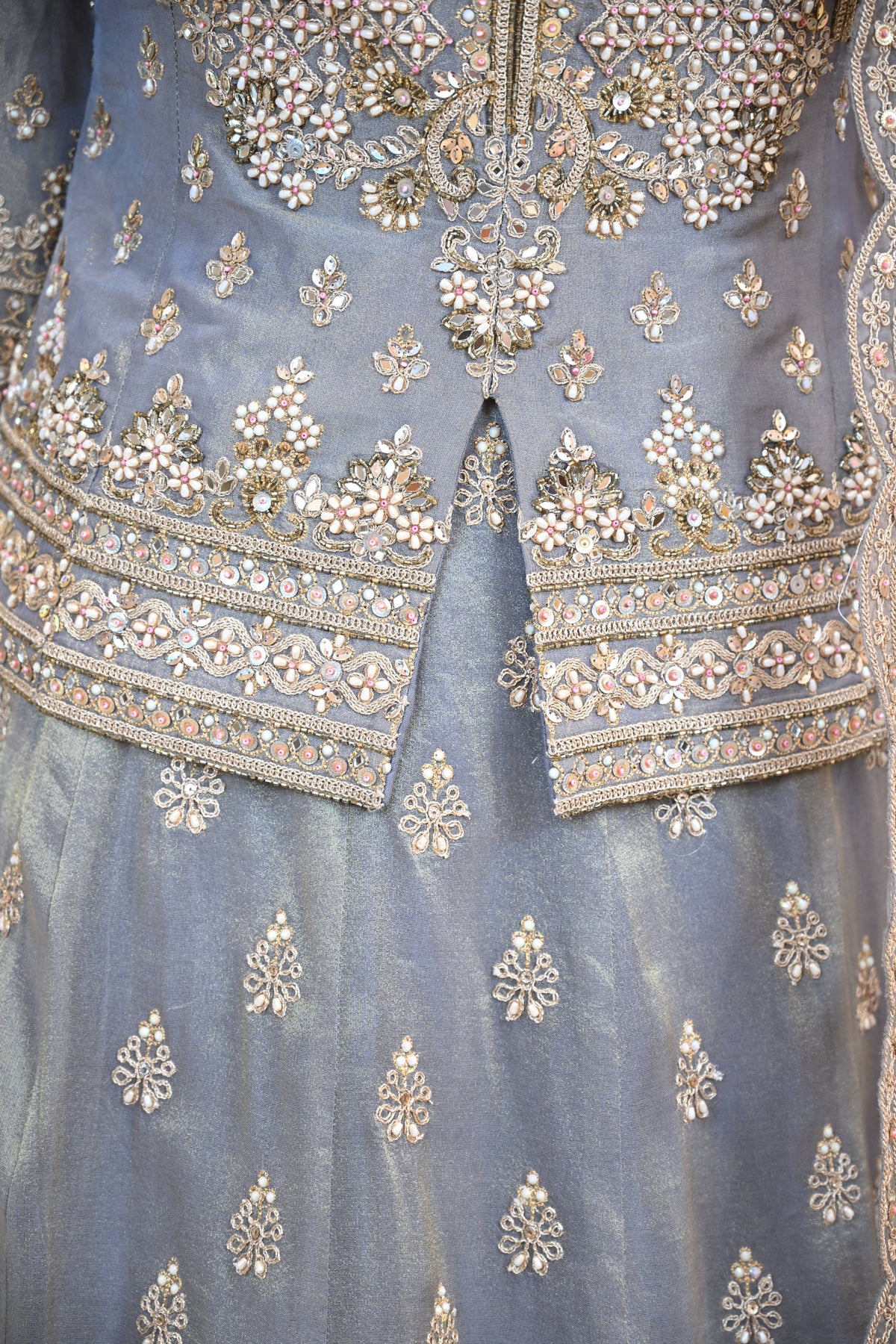 Grey Lehenga Set Crafted In Luxurious Crepe Shimmer