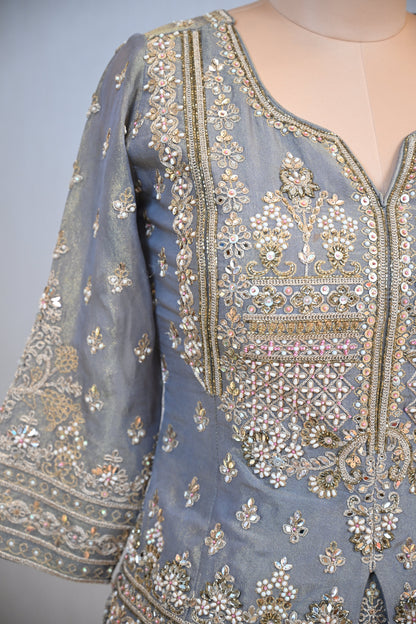Grey Lehenga Set Crafted In Luxurious Crepe Shimmer