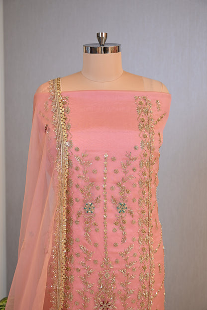 Elegant Organza Hand-Embroidered Suit Set
