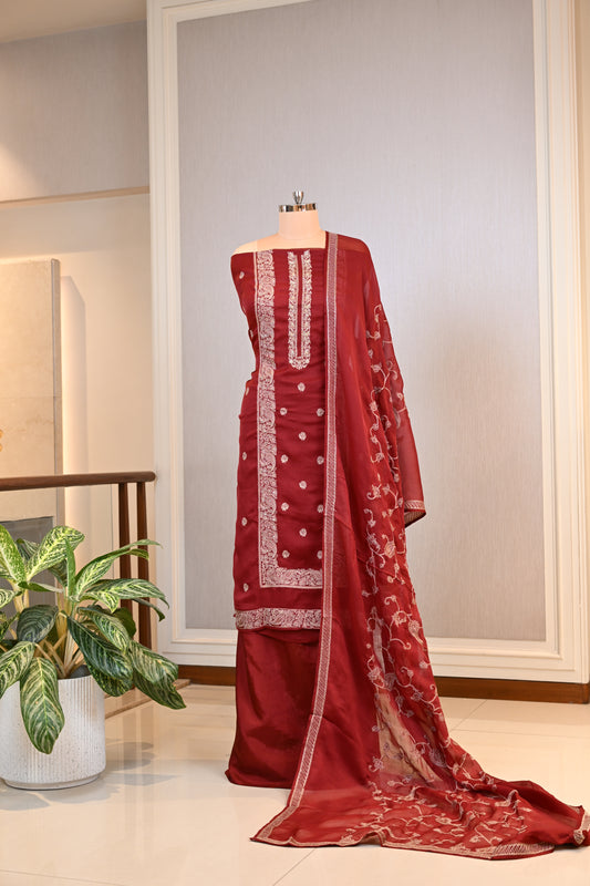 Elegant Thread Work Organza Suit Set