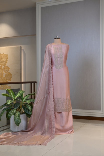 Elegant Silk Hand-Embroidered Suit Set