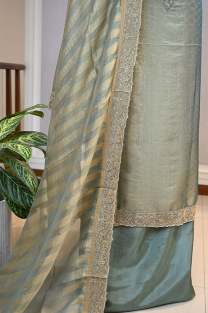Self Tissue Shimmer Embroidered Suit Set