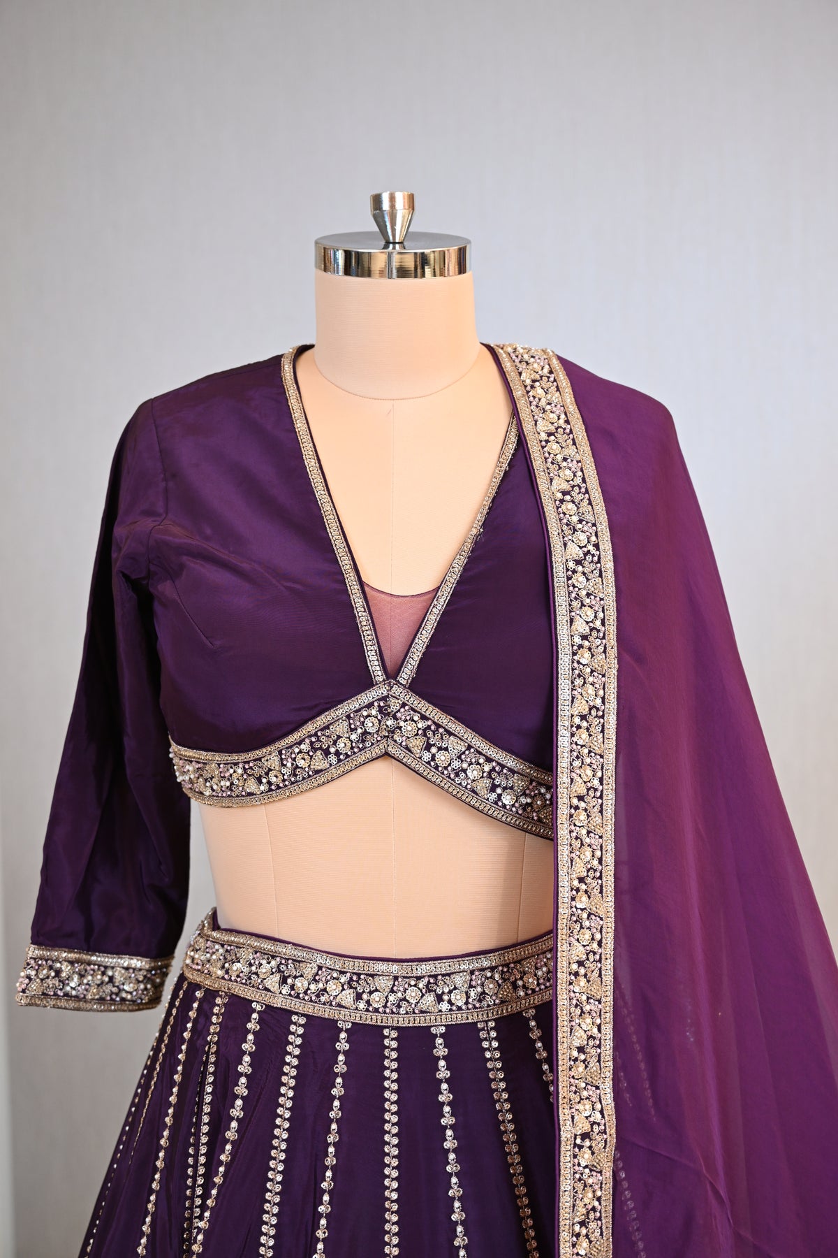 Elegant Sequins & Tilla Work Crepe Lehenga Set