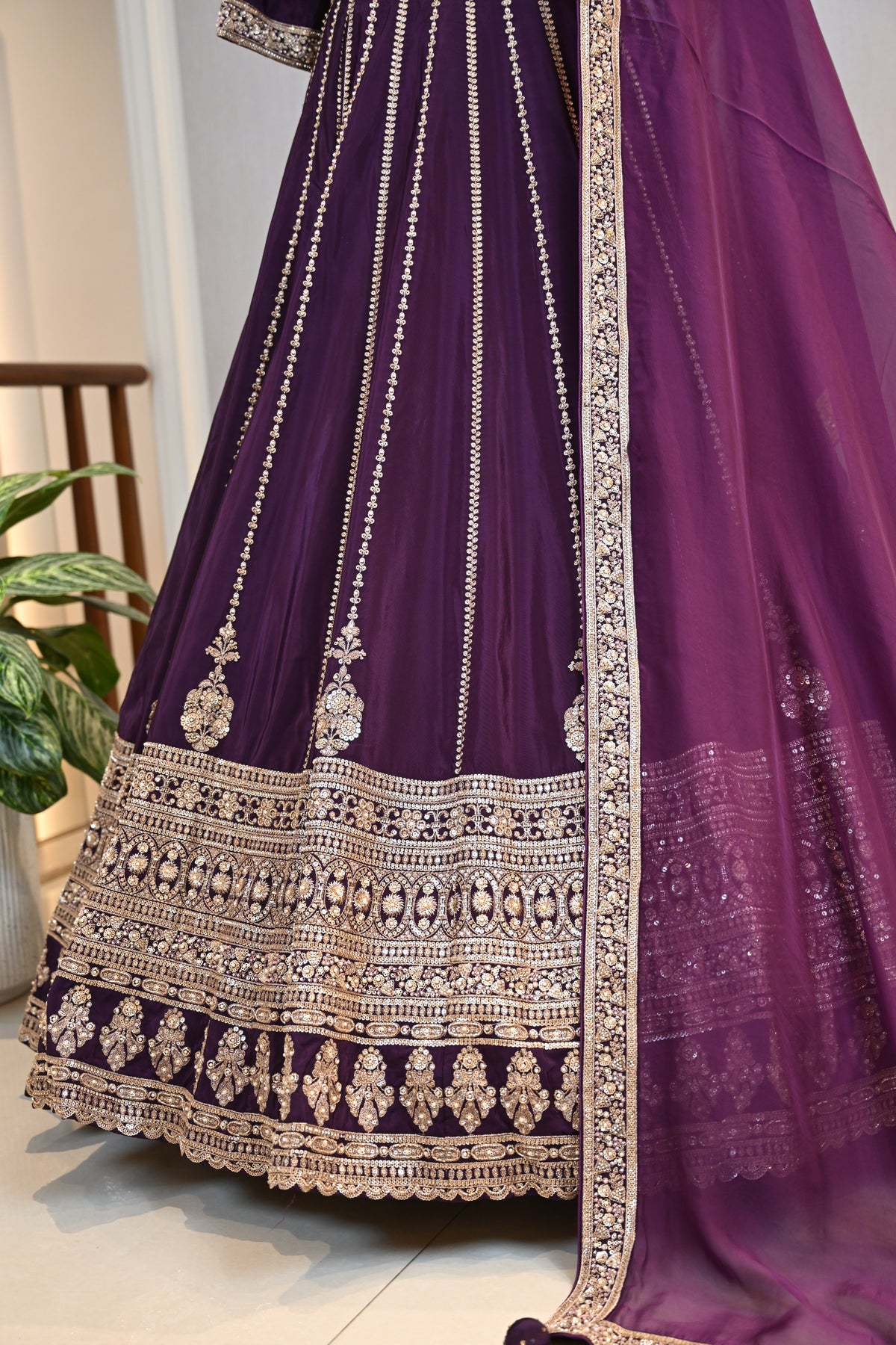 Elegant Sequins & Tilla Work Crepe Lehenga Set