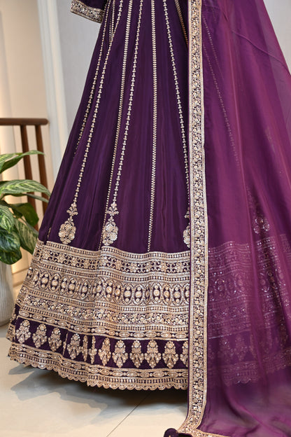 Elegant Sequins & Tilla Work Crepe Lehenga Set