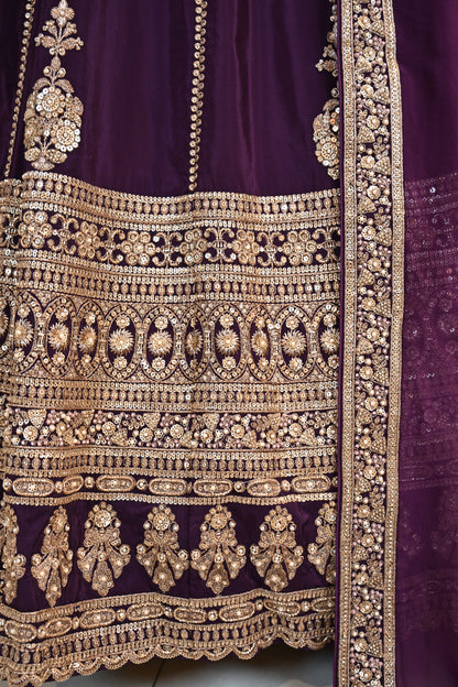 Elegant Sequins & Tilla Work Crepe Lehenga Set