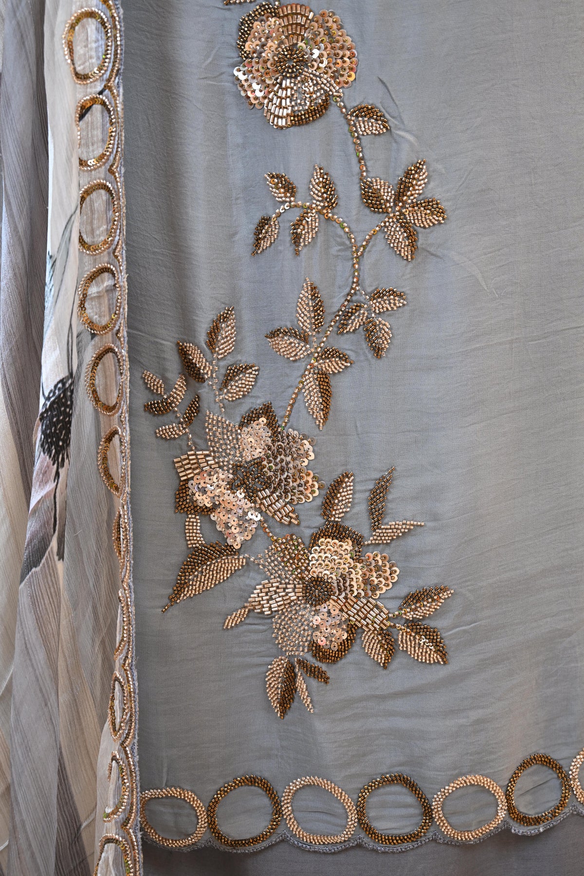 Organza Hand-Embroidered Suit Set with Printed Chinon Dupatta